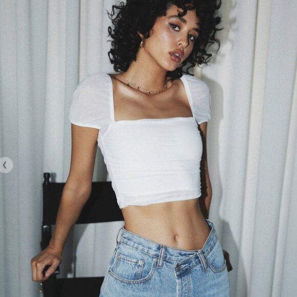 Princess Polly City Lights Crop Top White - Picture 2 of 4